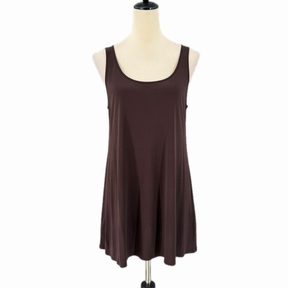 Eileen Fisher Brown 100% Silk Simple Basic Camisole Minimalist Layering Tank Top